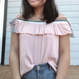 pink off the shoulder top